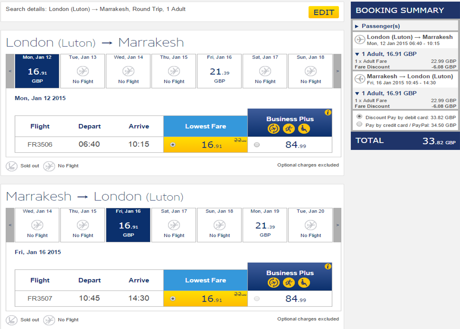 Return flights to Marrakech £33.82