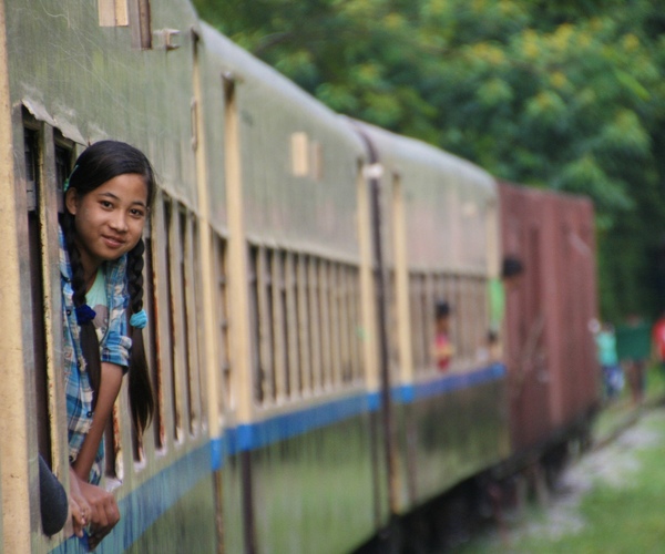 Taking a train in Myanmar is a 