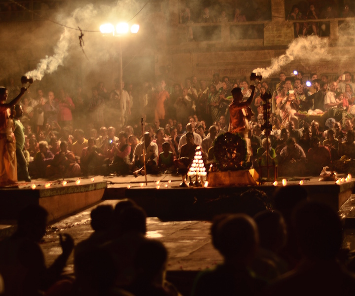 Daily Aarti ceremony in the holy city of Varanasi