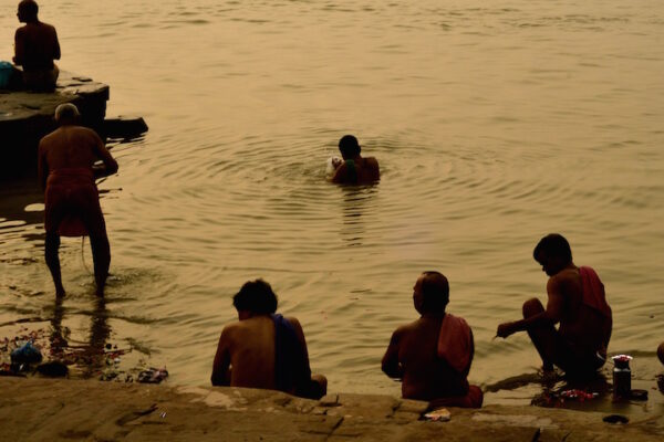 Men washing themselves in the River Ganges, Rajasthan