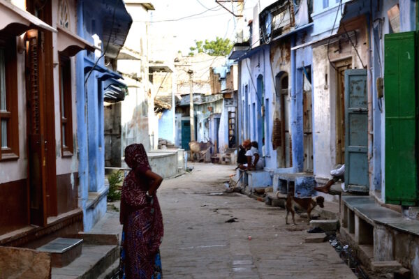 Street scene of a village in rural Rajasthan