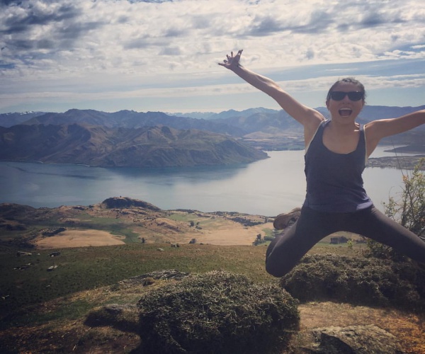 Jumping for joy in New Zealand.