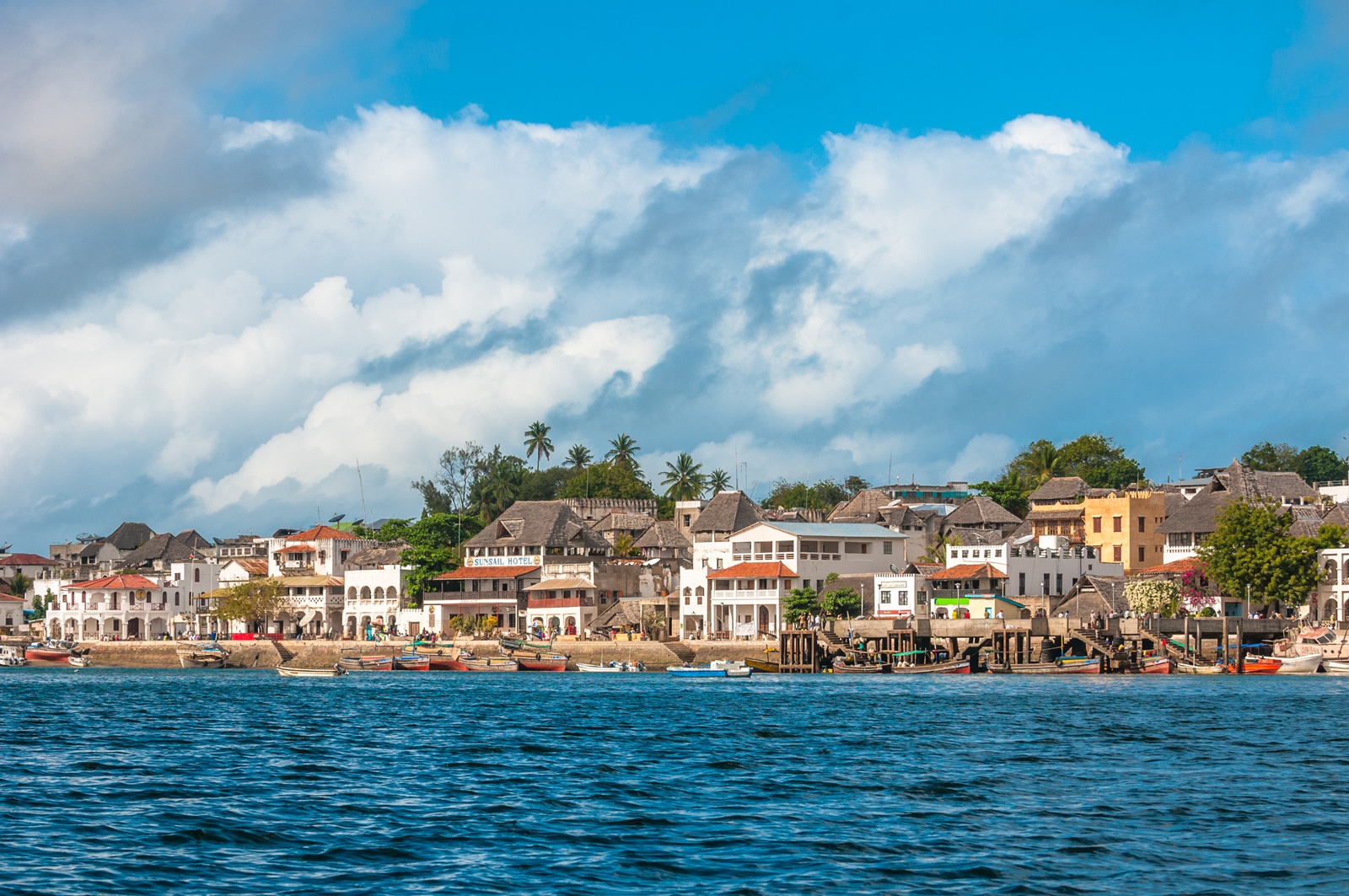 Lamu old town waterfront, Kenya, UNESCO World Heritage site Fleewinter