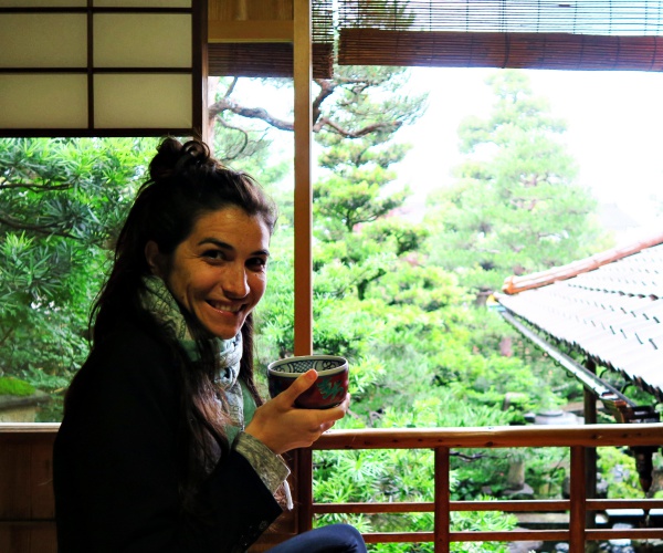 Enjoying some matcha tea at a Tea House in Kyoto