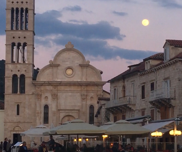 Lucky enough to see a super moon over Hvar Old Town