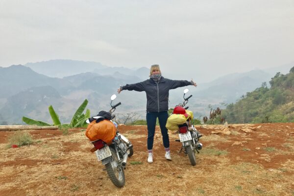 On top of the world on New Year's Eve in rural Vietnam: freezing and damp, but happy.