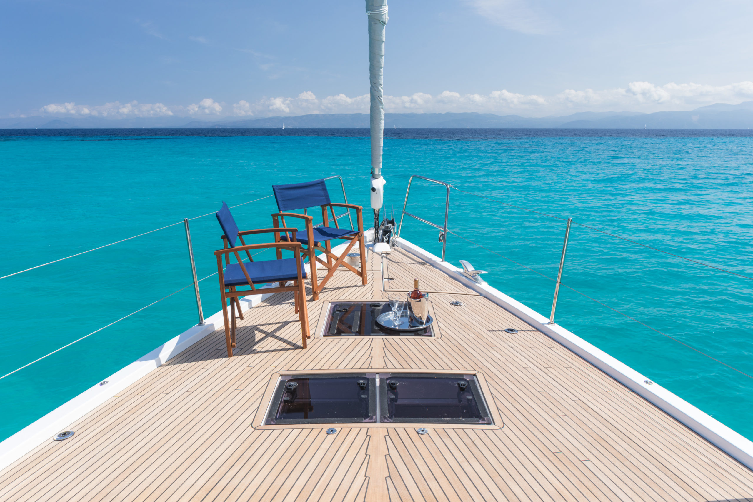 Lunous Yacht's foredeck is perfect for cocktails