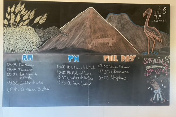 Explora Atacama daily board of activities