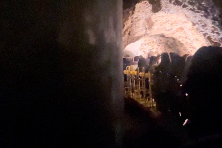 Train entering the Postojna Cave